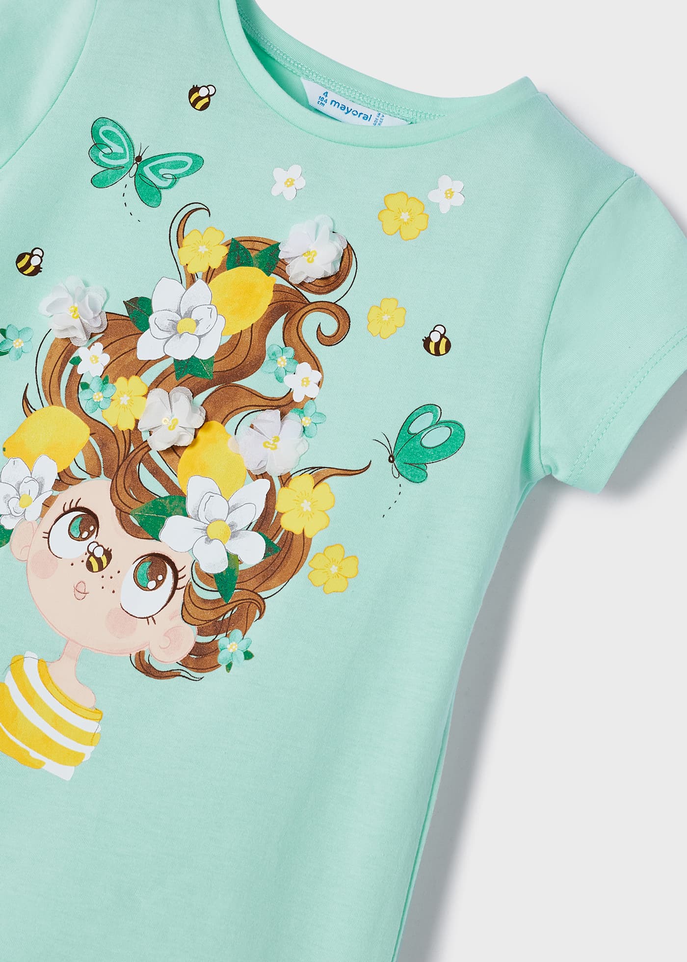 Conjunto de duas peças em algodão sustentável estampado para meninas