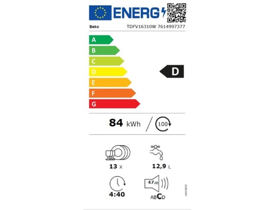 BEKO - Lave vaisselle 60 cm TDFV16310W