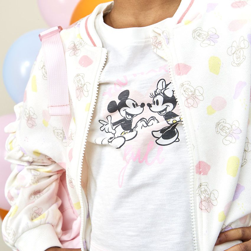 T-shirt manches courtes print Minnie Disney pour fille - Ecru