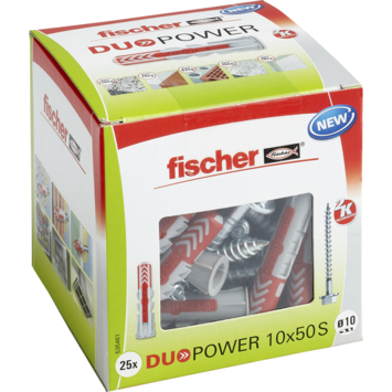 Fischer Universeelplug DuoPower 10x50mm met zeskantschroef 25 stuks