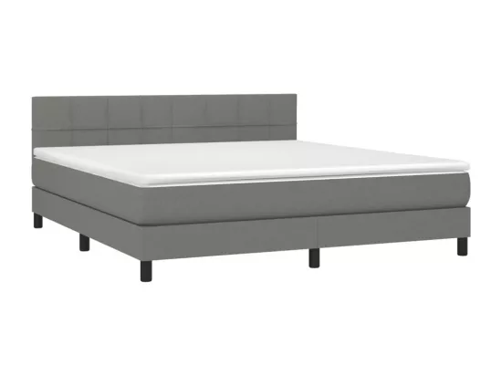Sommier tapissier et matelas et LED Gris foncé 180x200 cm Tissu