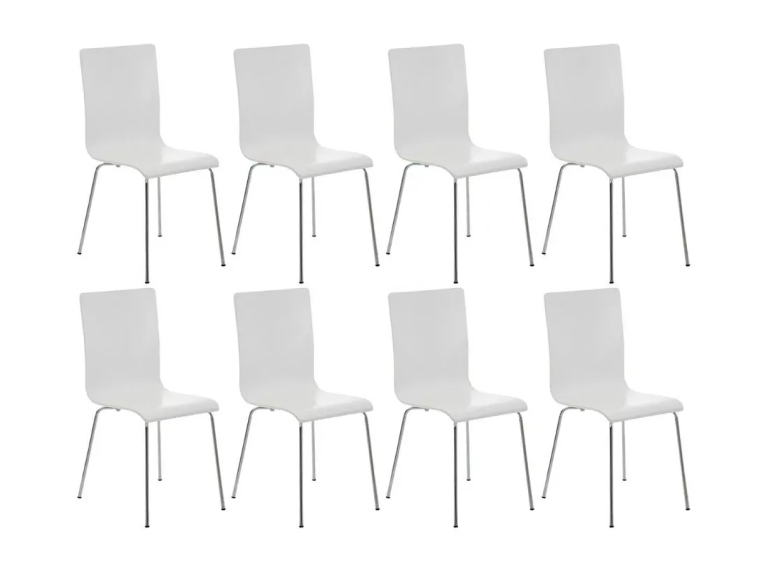 Lot de 8 Chaise de conférence - Bois & Antique - Blanc - PEPE