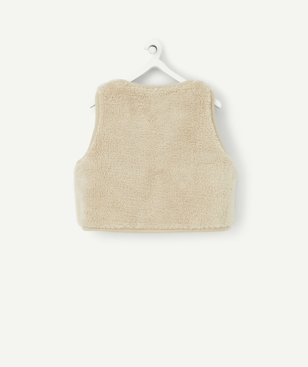 GILET SANS MANCHES BÉBÉ EN SHERPA BEIGE