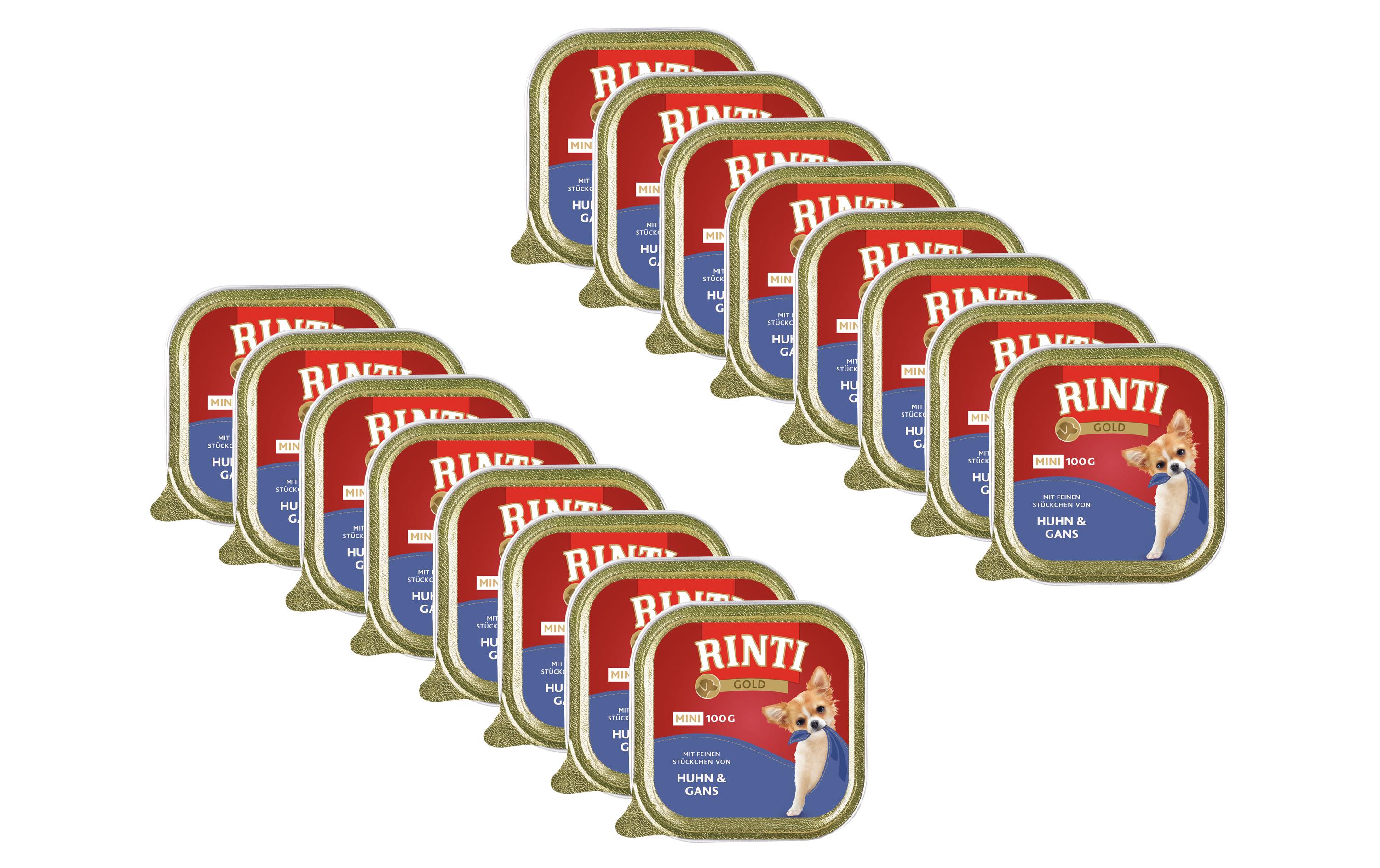 Nassfutter Gold Mini Huhn & Gans, 16 x 100 gAlleinfutter für ausgewachsene Hunde