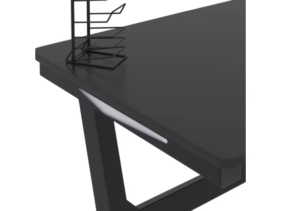 Bureau de jeu à LED en forme de Z noir 110x60x75 cm