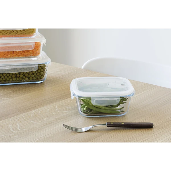 Plat carré en verre 800ml Pebbly