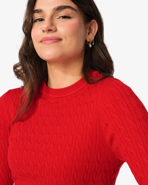 pull maillé Louisa pour femmes  rouge