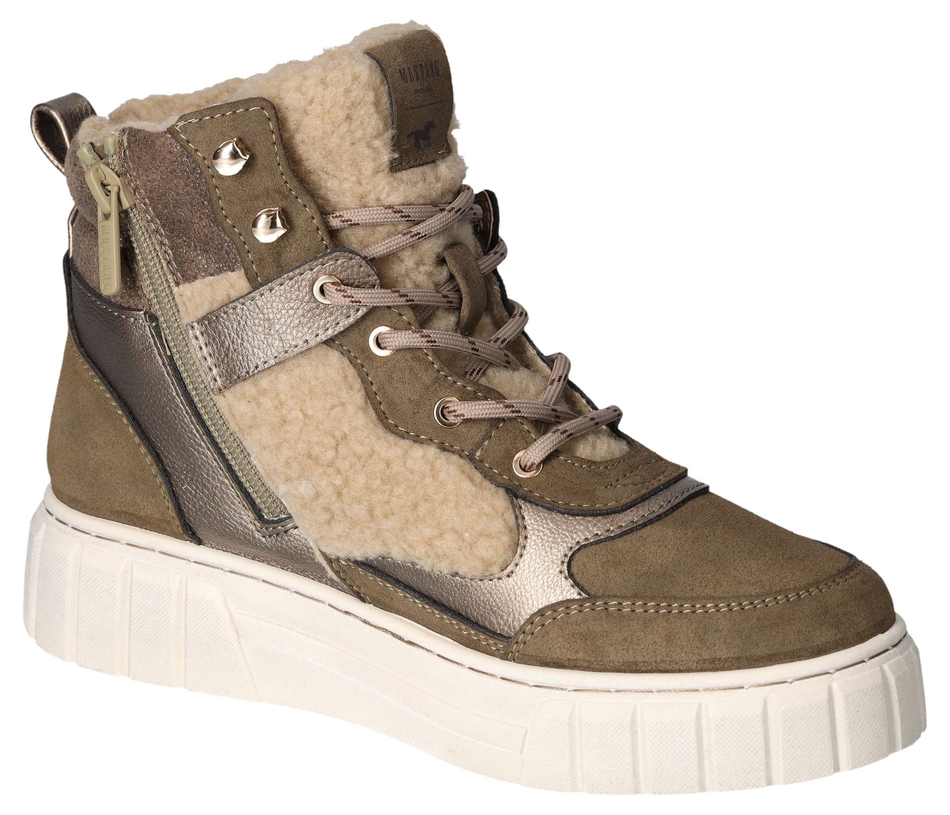 Mustang Shoes Winterboots  , Plateau, Schnürboots, Stiefelette mit Teddy-Futter-Besätzen