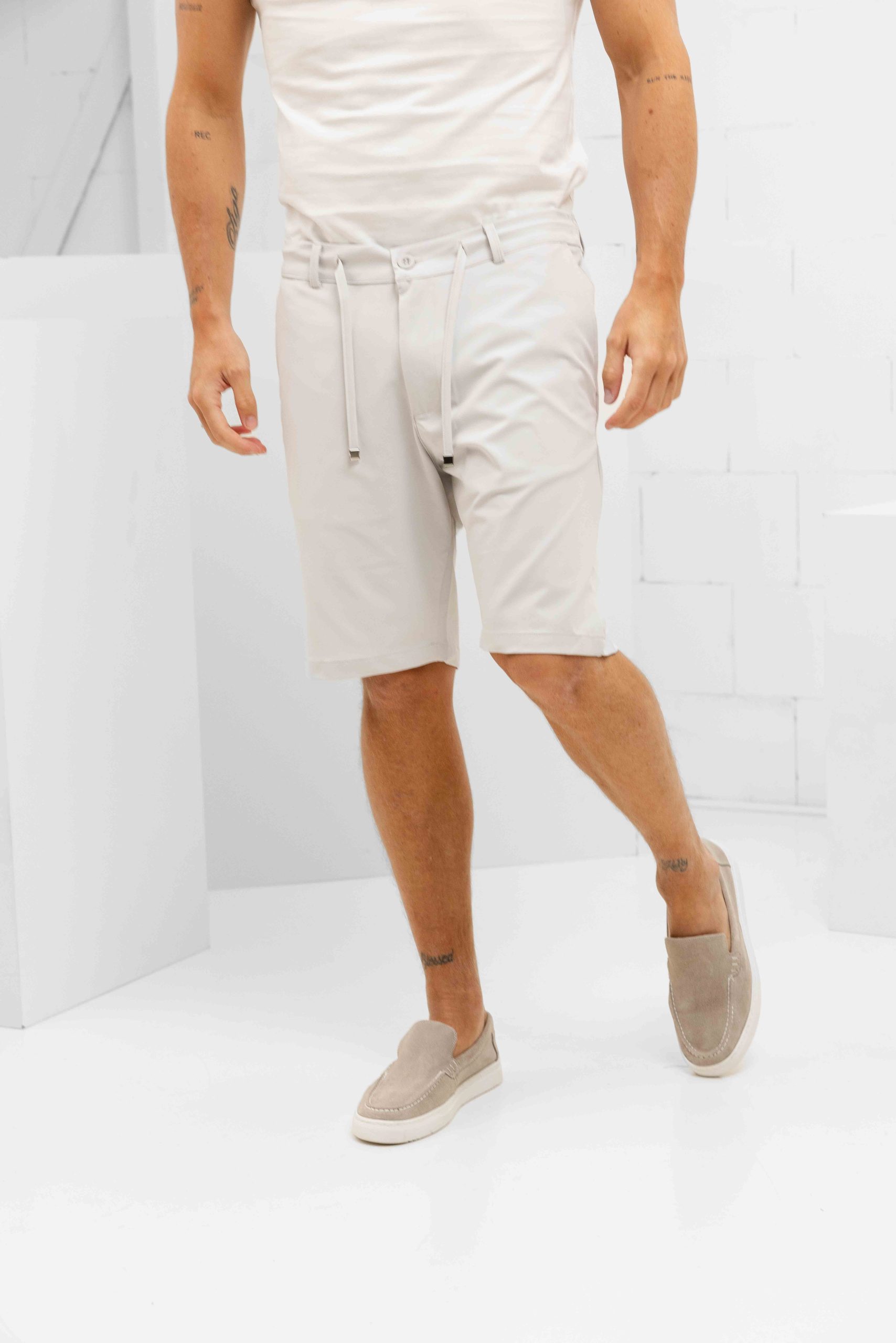 Malelions Casual Chino Korte Broek Heren Lichtgrijs