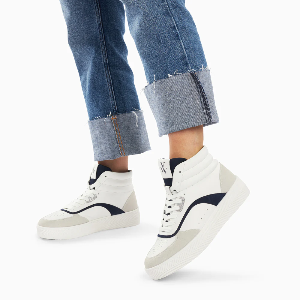 Sneakers-Baskets montantes Jemma blanc et bleu
