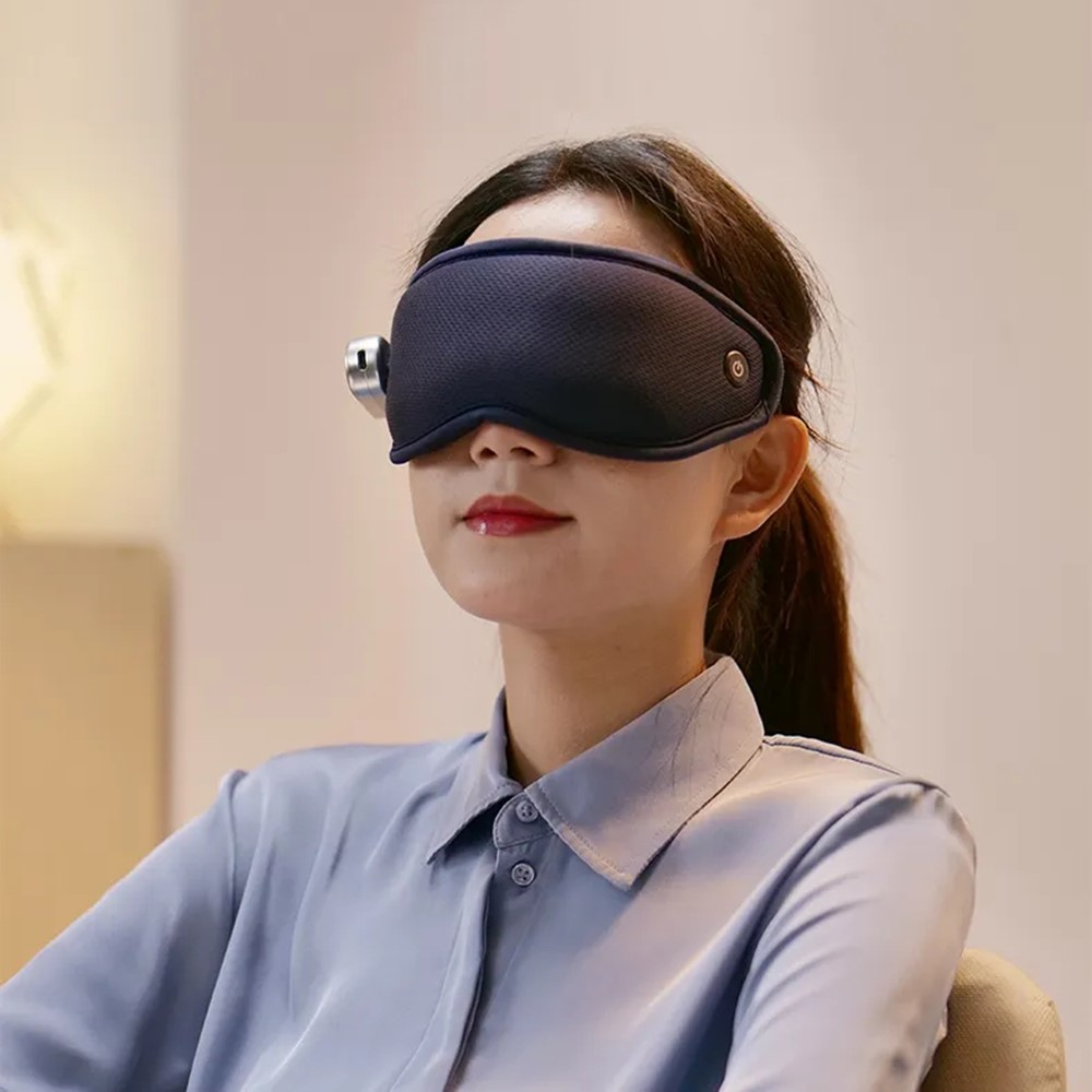 2in1 Elektrische USB Augenmaske Wärmende Massage Maske Kühlende Augenbinde - Dunkelblau