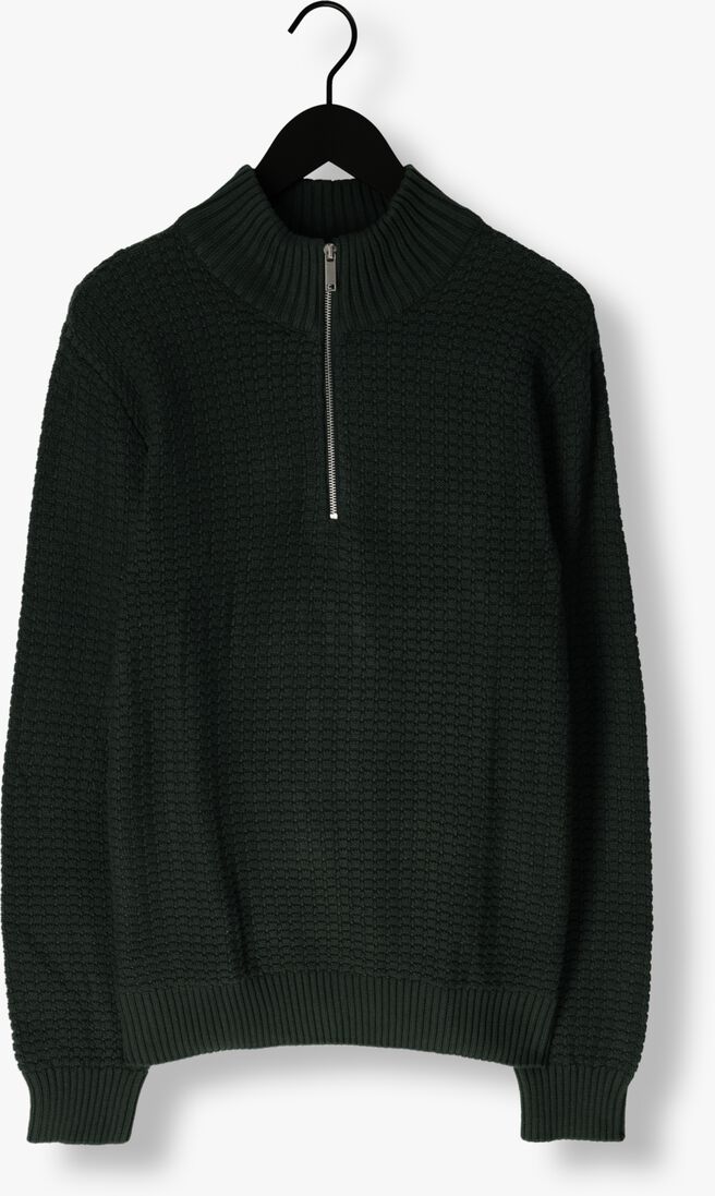 SELECTED HOMME donkergroene selected homme trui slhthim ls knit structure half zip