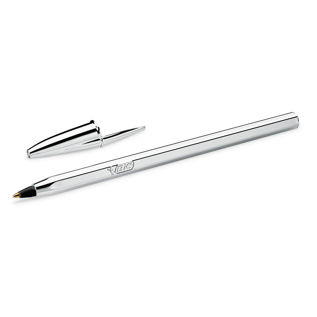 Esferográfica Prateada Bic Cristal - Preto