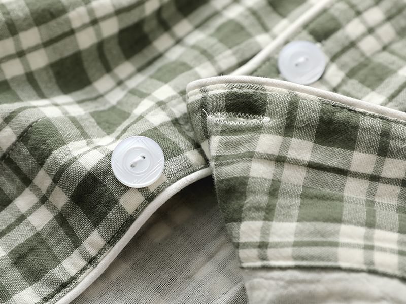 Finlies - Pyjamaset: geruit overhemd met zakdetail + broek