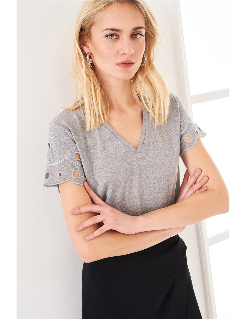 Gray V-Neck T-Shirt