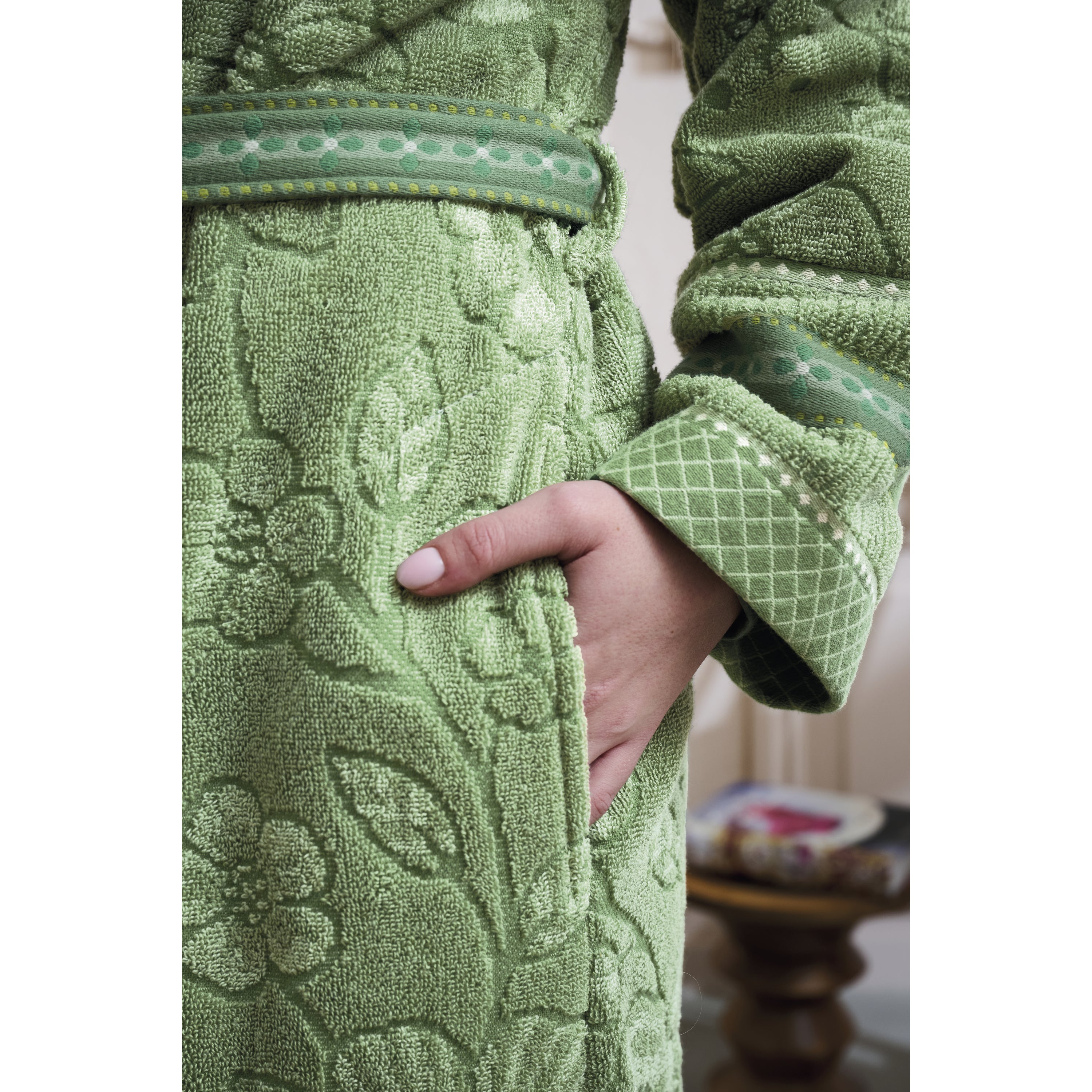 Pip Studio Jasmin Jacquard Badjas - Groen - XS