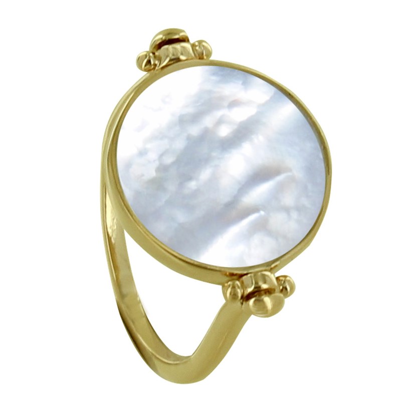 Bague Plaqué Or Mobile Rond de Nacre