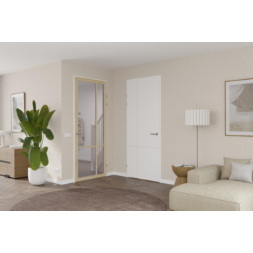 Arne & Bodil binnendeur ABE103 rook glas - licht eiken houtlook afwerking