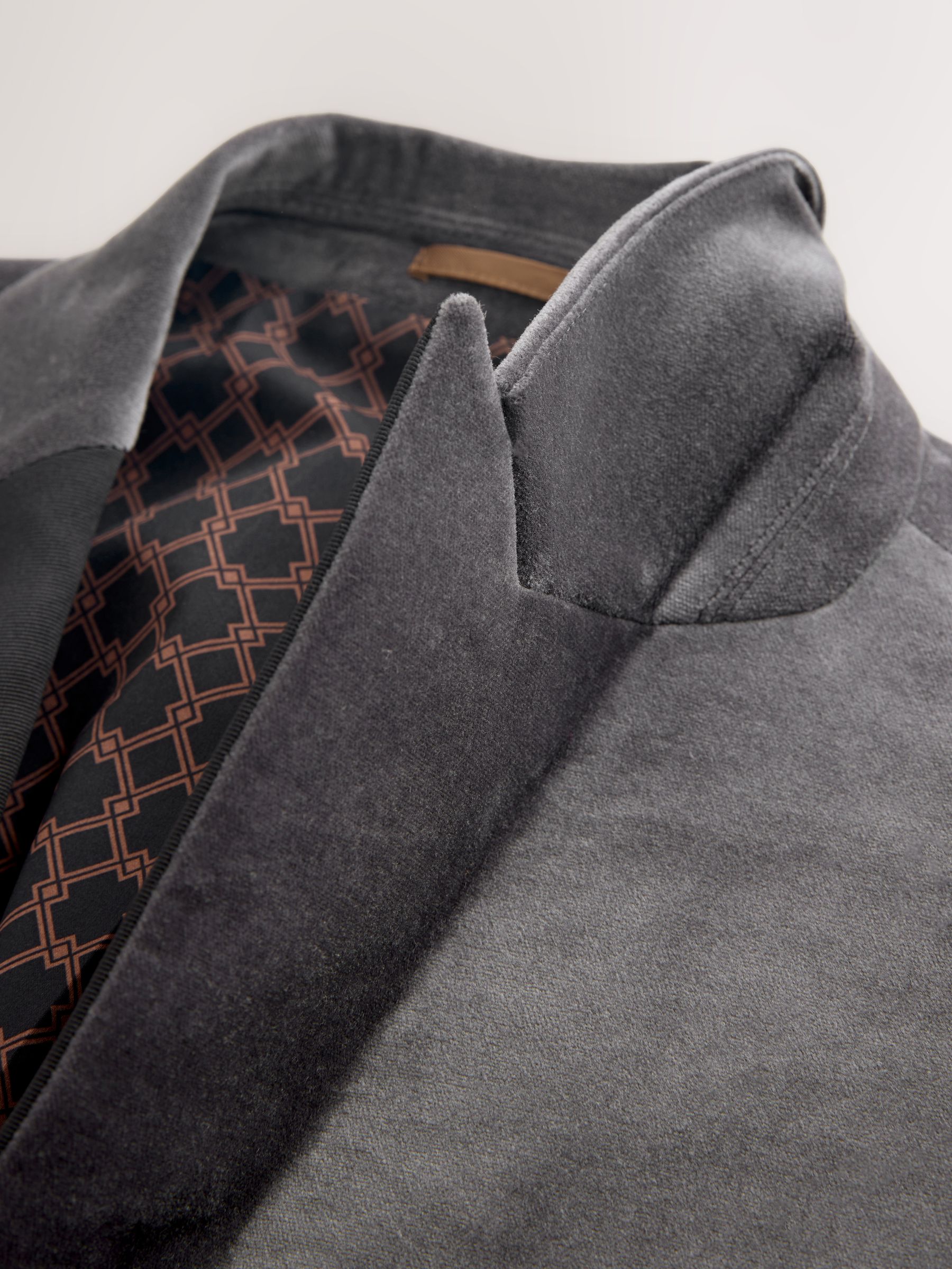 Grijs - Slim fit Motionflex fluwelen blazer met stretchy en hoog katoengehalte
