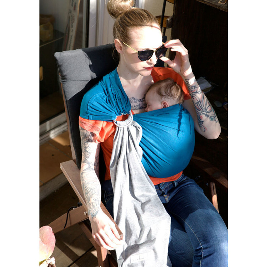 Sling - Petite écharpe sans noeud - Gris / Bleu Canard