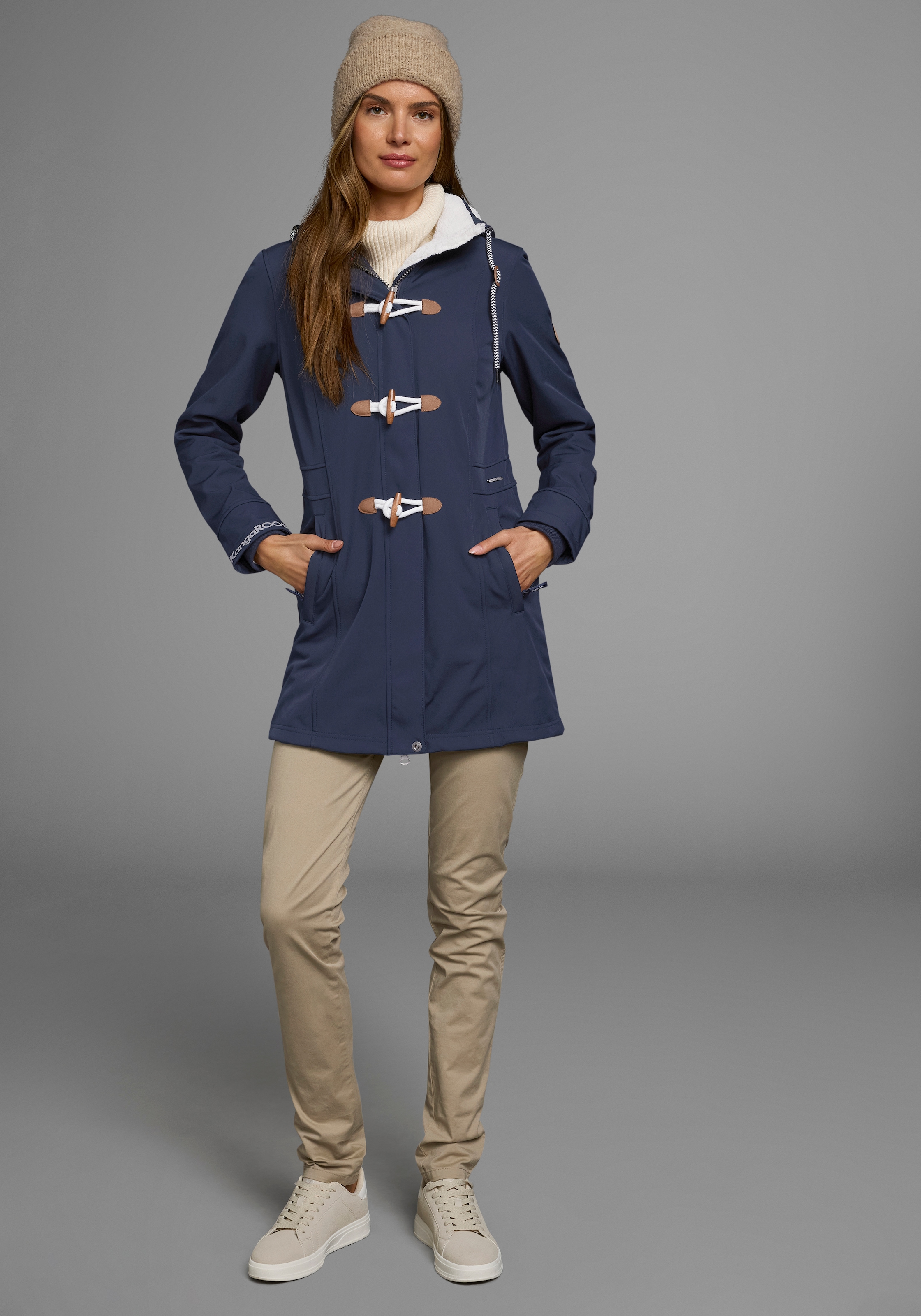 KangaROOS Softshelljacke mit Kapuze figurbetonte Passform,  normaler Schnitt,  mit abnehmbarer Kapuze