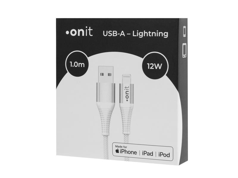 onit USB 2.0-Kabel MFi USB A - Lightning 1 m, Weiss Verbindungskabel für iPhone, iPad und iPod