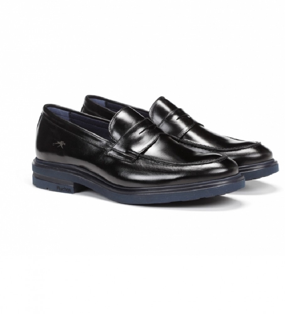 Mocassins Fluchos em couro belga F0633 pretos