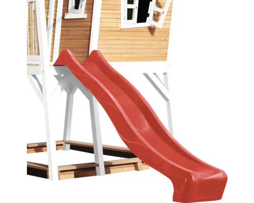 Speelhuis op stelten axi Max 432 x 193 cm, hout, bruin, inclusief rode glijbaan