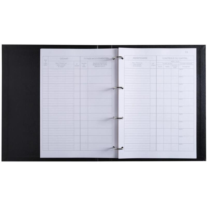 Reliure registre 32x26cm 4 anneaux avec recharge de 100 feuillets imprimés - Mouvements de titre