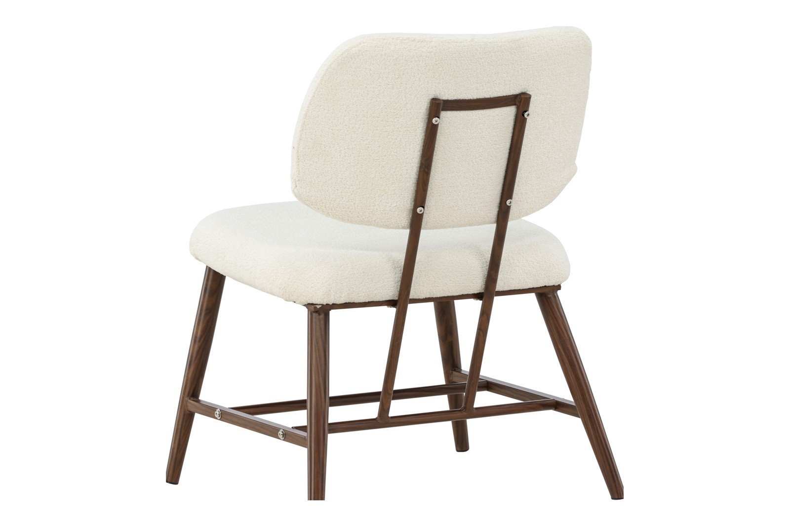 Midland stol Hvit boucle, brune ben
