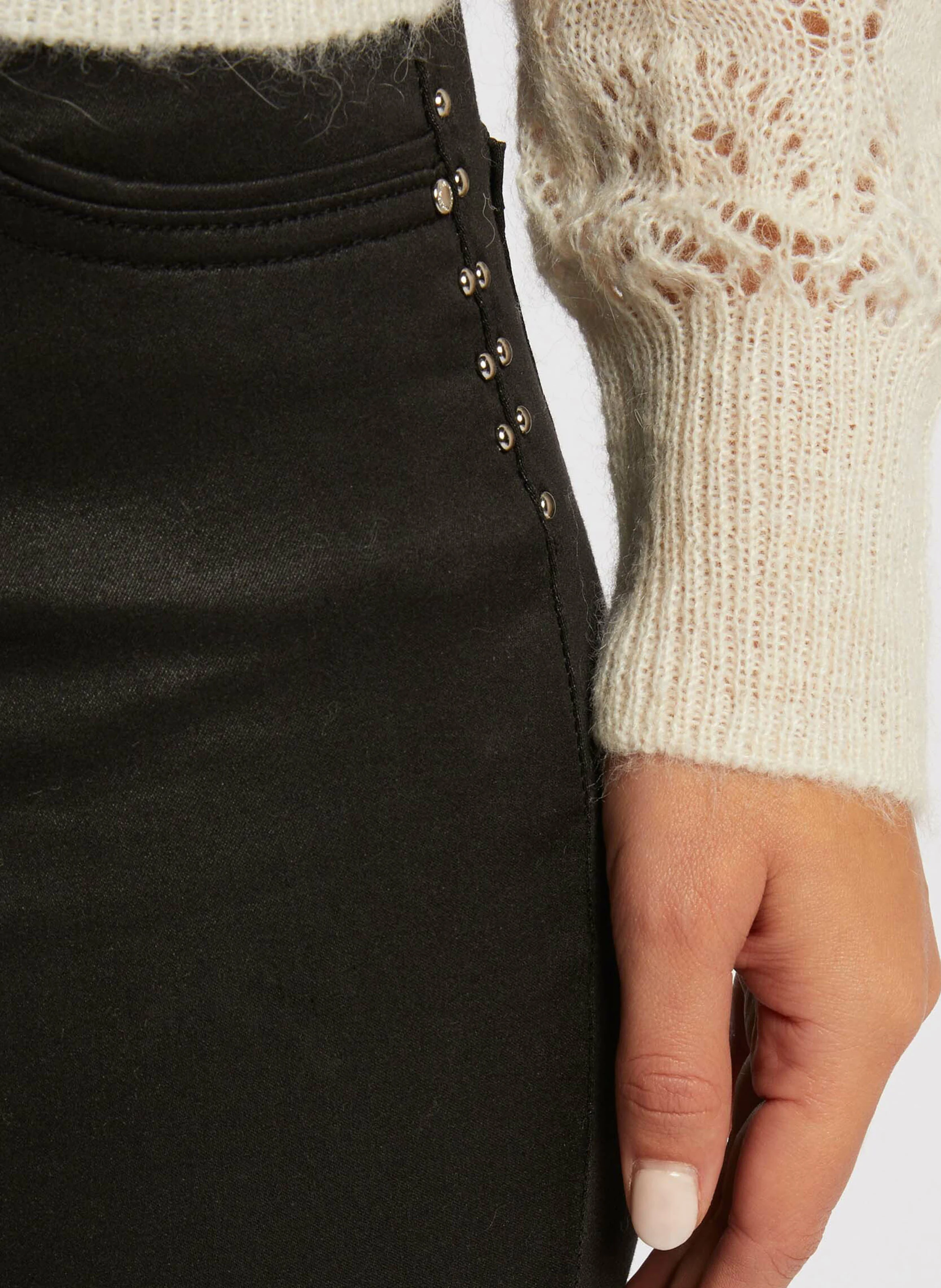 PFRASHI - Pantalon skinny enduit en coton mélangé | Noir