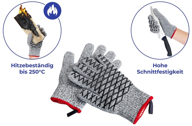 Maximex Grillhandschuhe »2in1« Schnittschutzhandschuhe für Damen, hitzebeständige Küchenhandschuhe