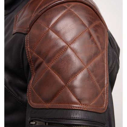 Blouson Helstons CHUCK CUIR BUFFLE ET VACHETTE - Noir / Beige