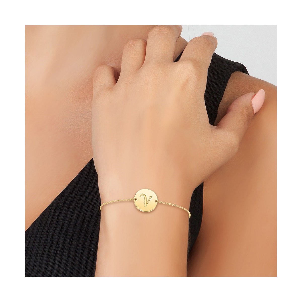 Bracelet lettre V en acier inoxydable par SC Bohème