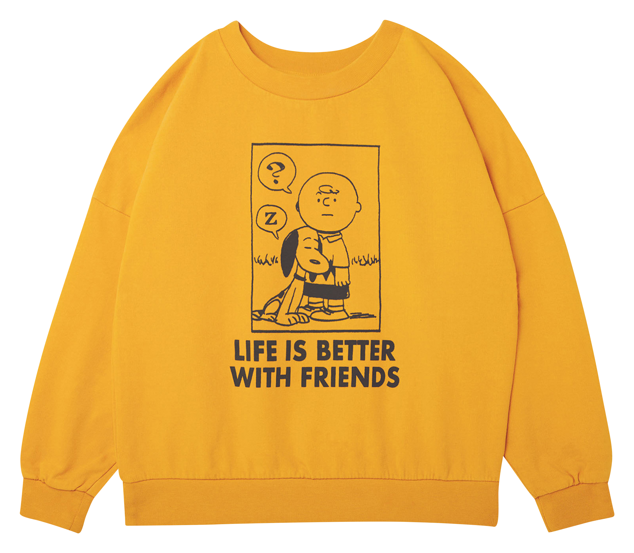 Sweat col rond imprimé en coton| Jaune
