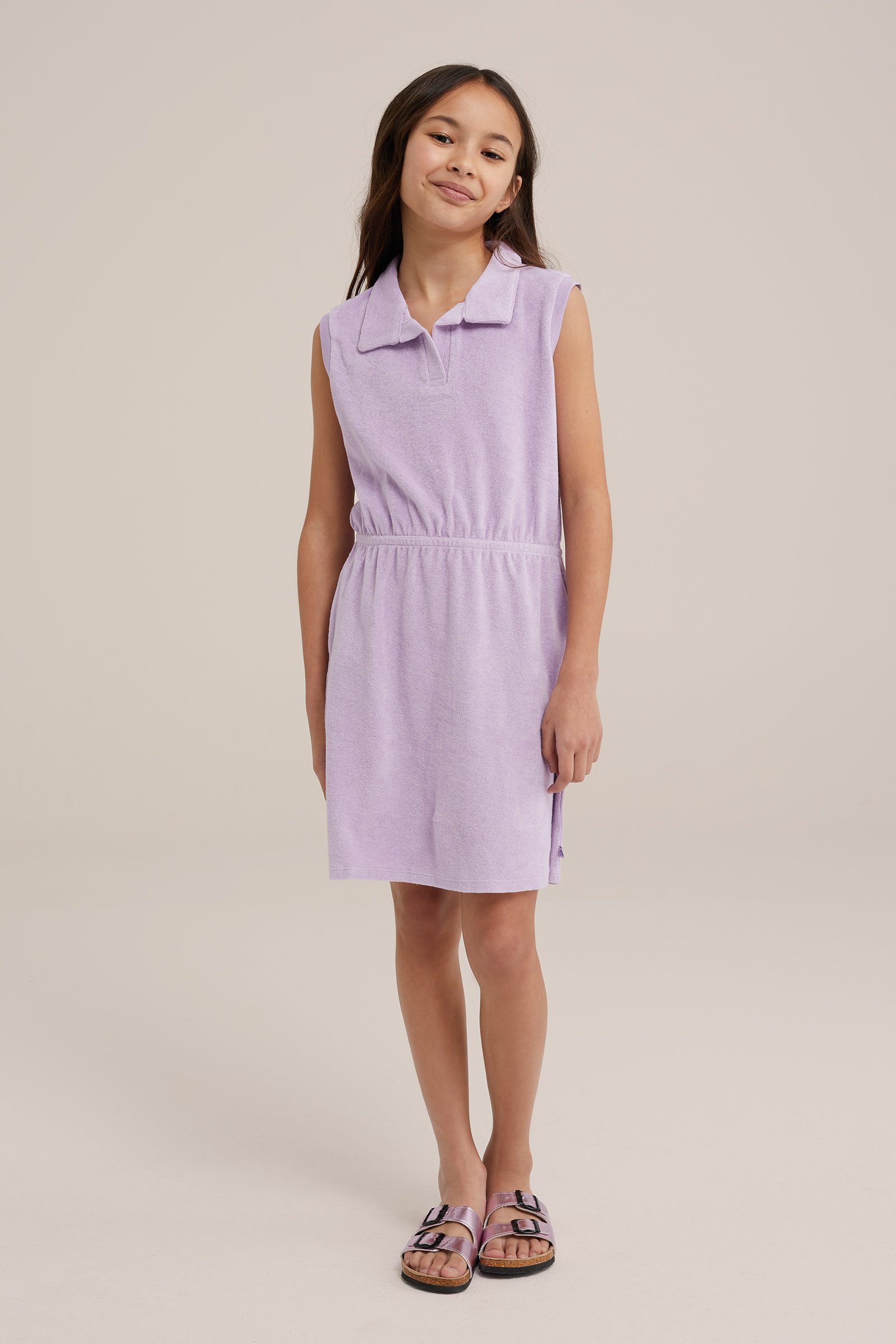 Meisjes jurk van badstof WE Fashion Lila