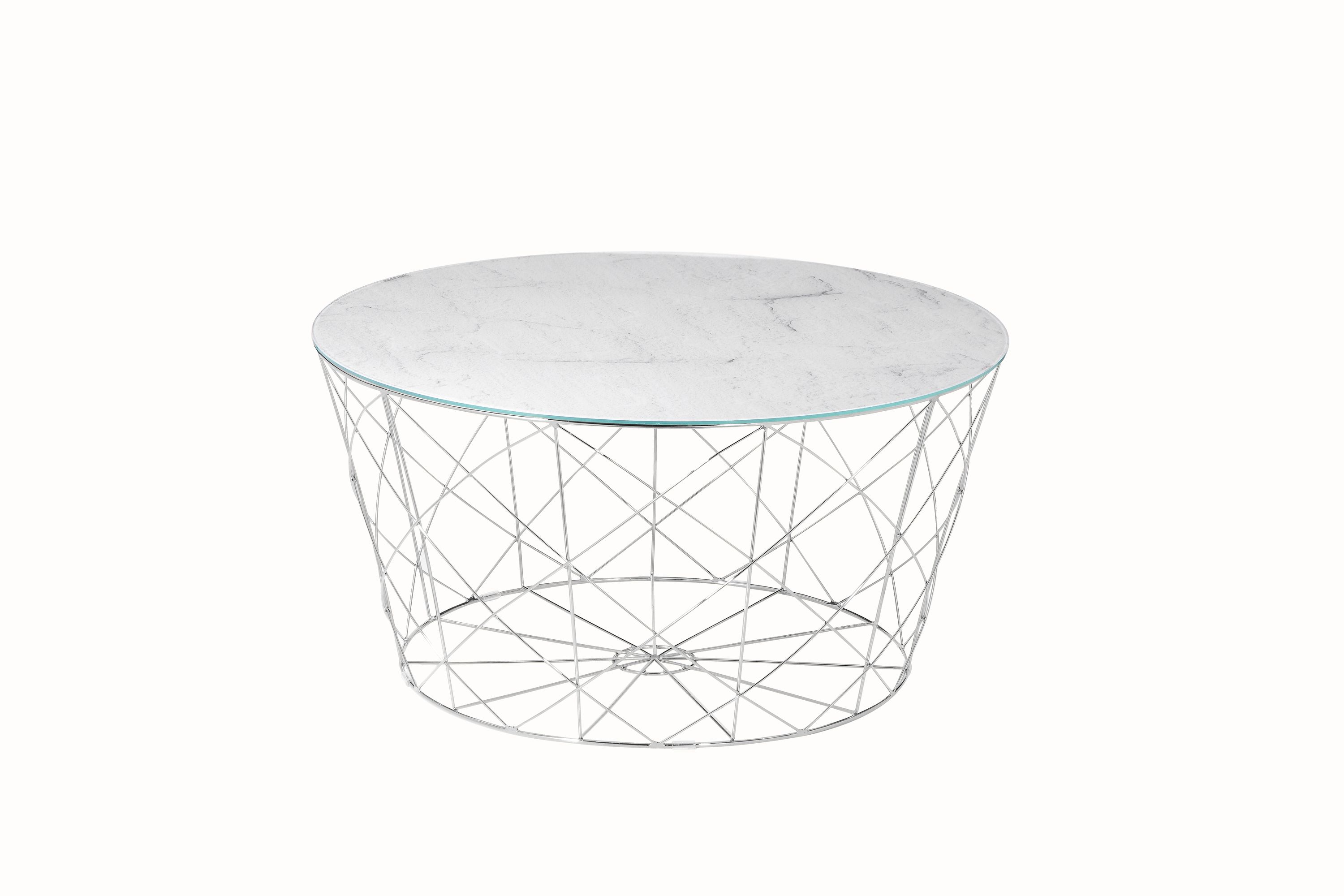 Couchtisch Ø80cm Marmor Optik Glastisch Sofatisch Beistelltisch Wohnzimmer Tisch
