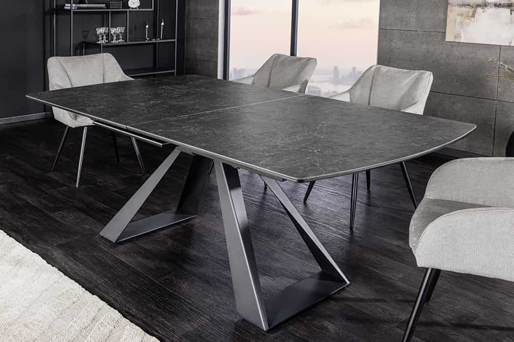 Ausziehbarer Esstisch CONCORD 180-230cm graphit grau Keramik schwarz Metall