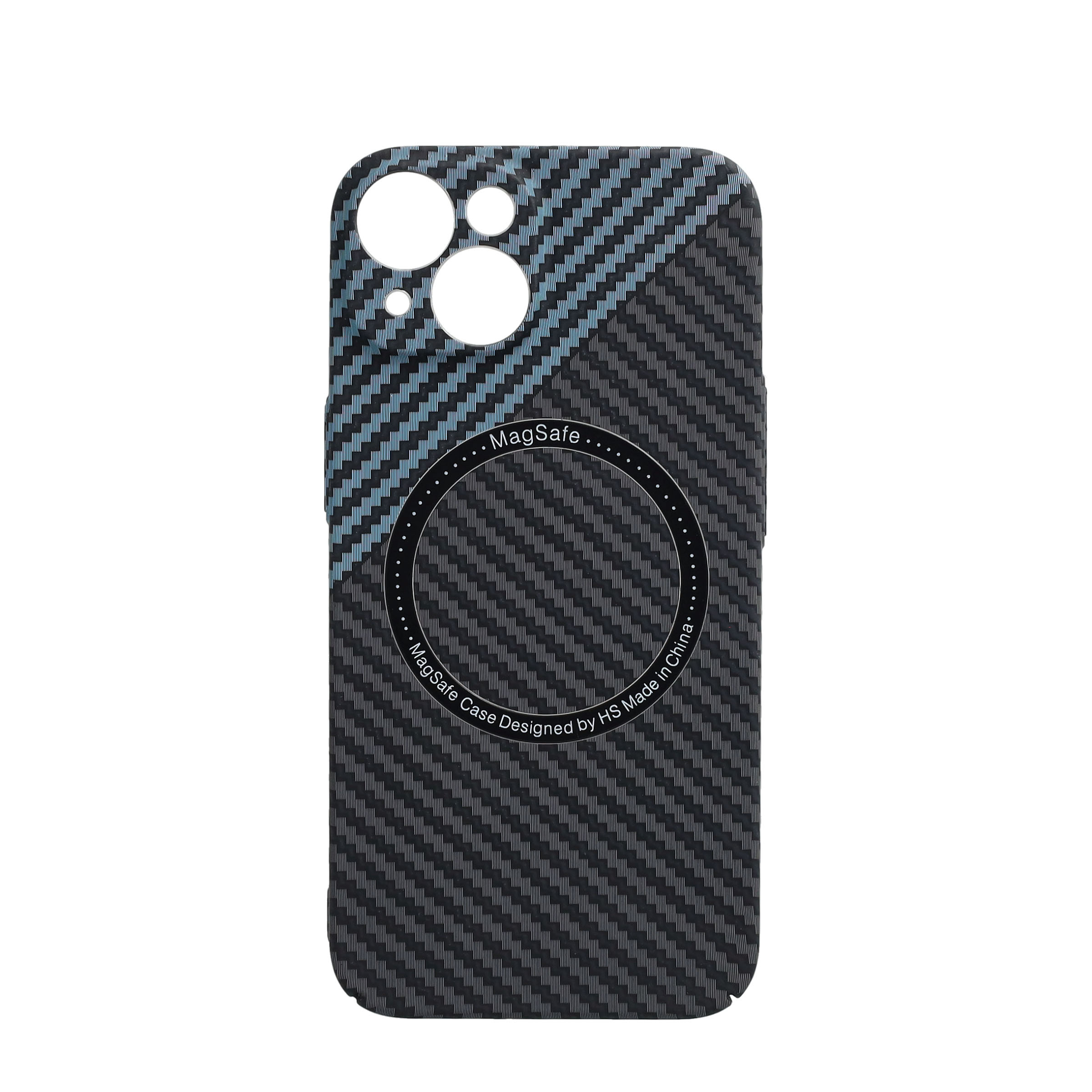 iPhone 14 MagSafe Hardcase Hülle im Carbon Look - Schwarz / Blau