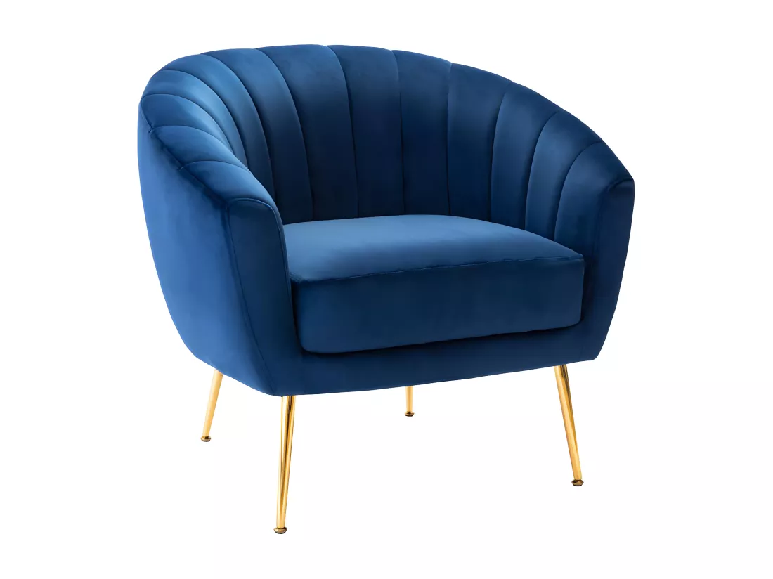 Fauteuil cabriolet en velours PABLITO - Bleu roi