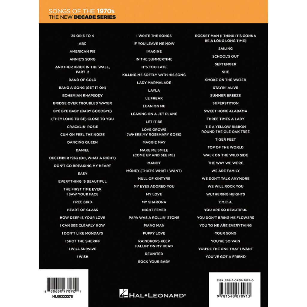 Hal Leonard The New Decade Series: Songs of the 1970s voor piano, gitaar en zang