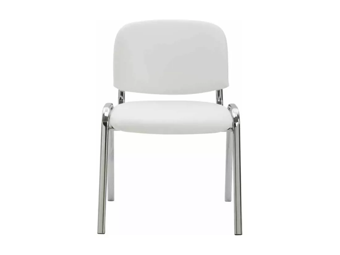 Lot de 4 Chaise de conférence - Similicuir & Métal chromé - Blanc - Ken
