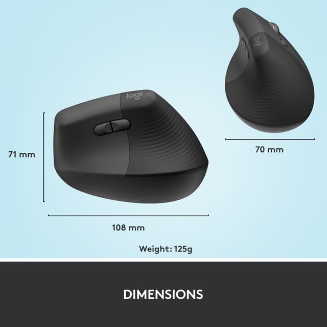 Logitech Lift Vertical trådløs mus (graphite)
