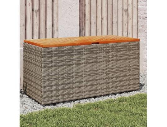 VIDAXL - Coffre Boîte de rangement de jardin gris résine tressée bois d'acac...