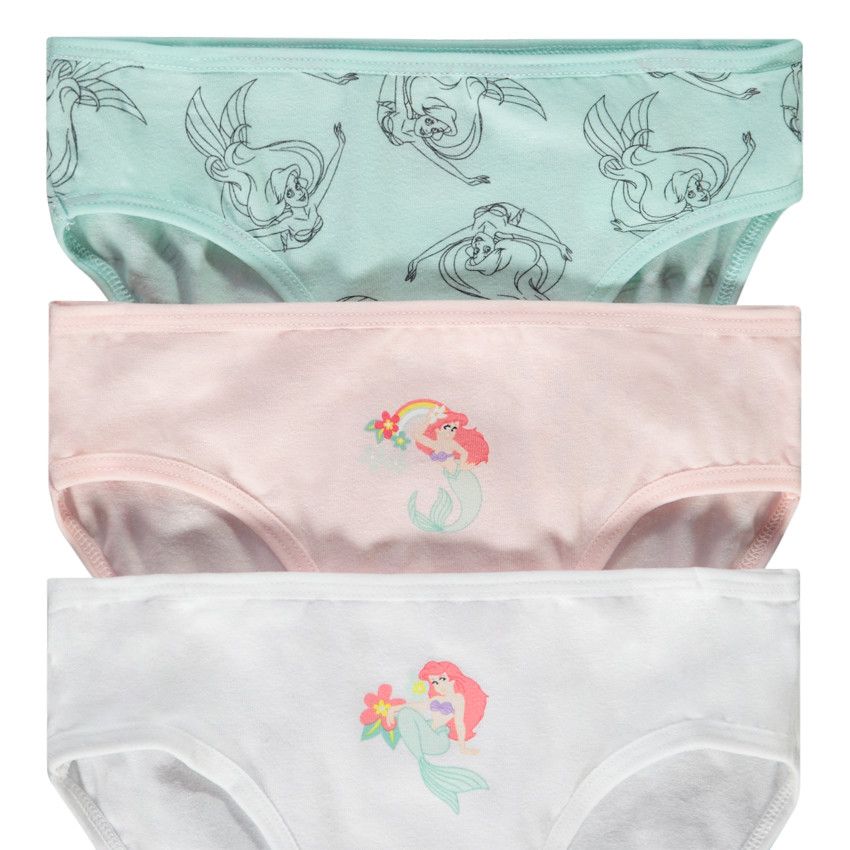 Lot de 3 culottes en jersey La Petite Sirène pour fille - Rose