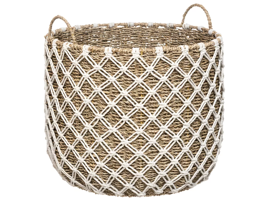 Set de 3 Paniers de rangement en Macramé et Roseau naturel