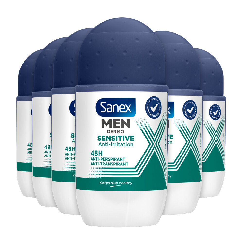 6x Sanex Deodorant Roller Men Sensitive50 ml