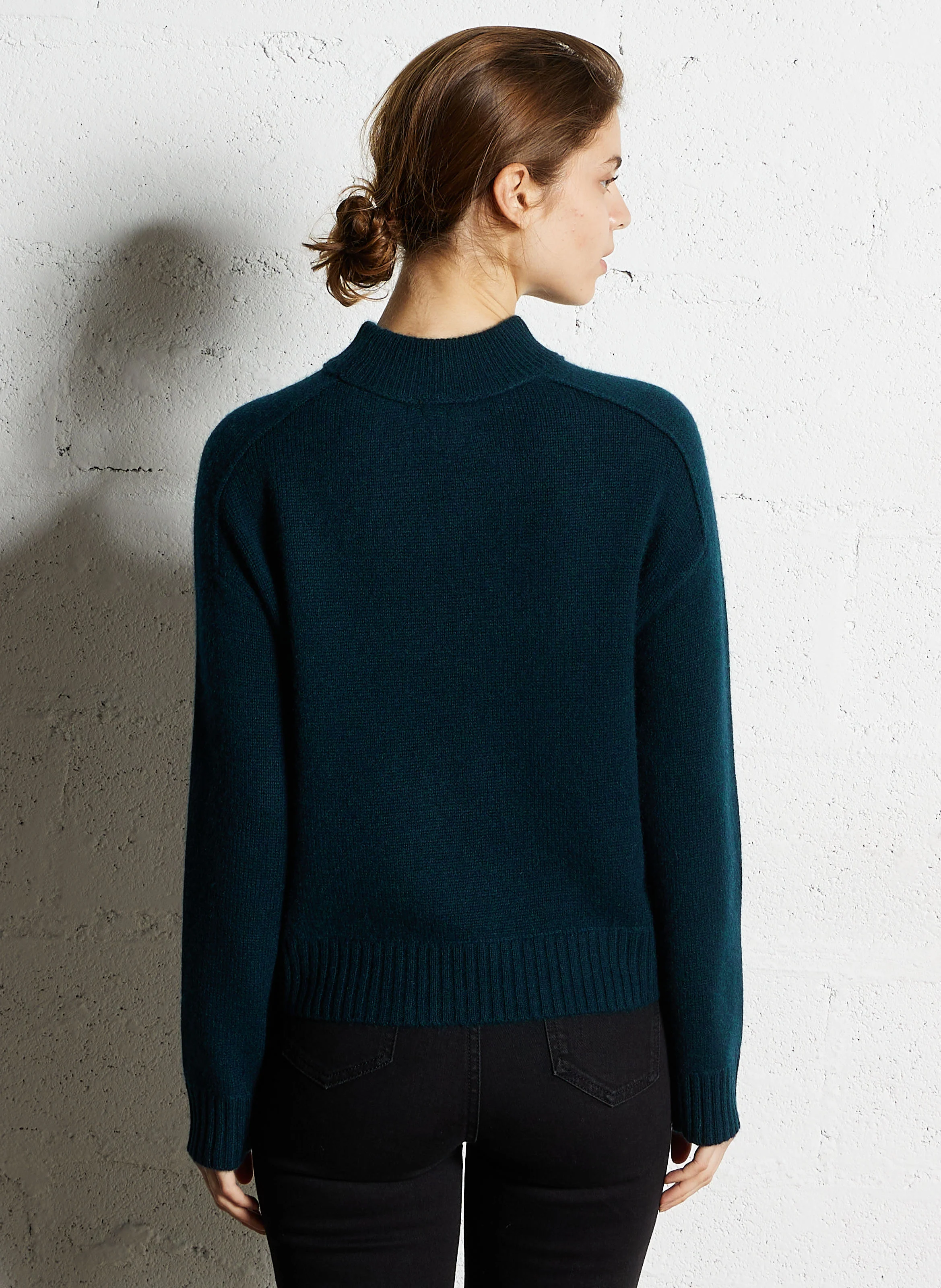 CHARLES - Pull ample col montant en cachemire | Bleu