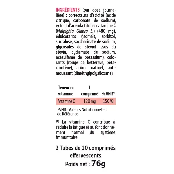 Forté Pharma Acerola Vitamina C Natural 20 comprimidos efervescentes