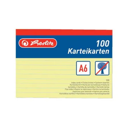 Herlitz Karteikarten A6 100 Stück gelb liniert
